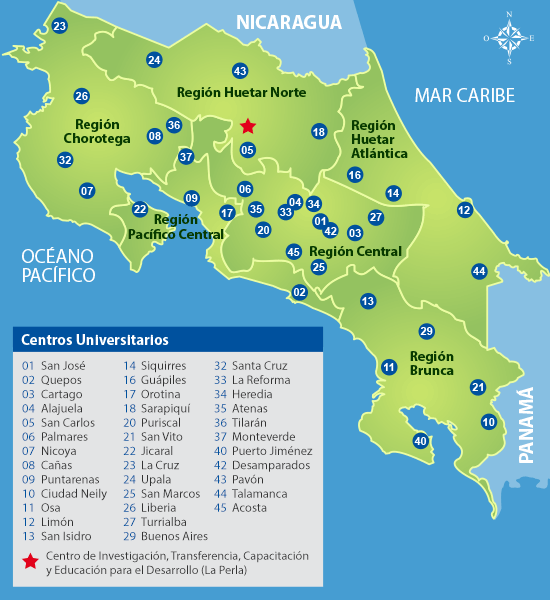 mapa centros universitarios de la uned